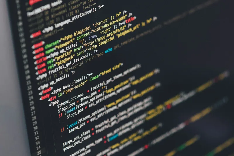 Código de una web WordPress en pantalla durante una revisión de mantenimiento